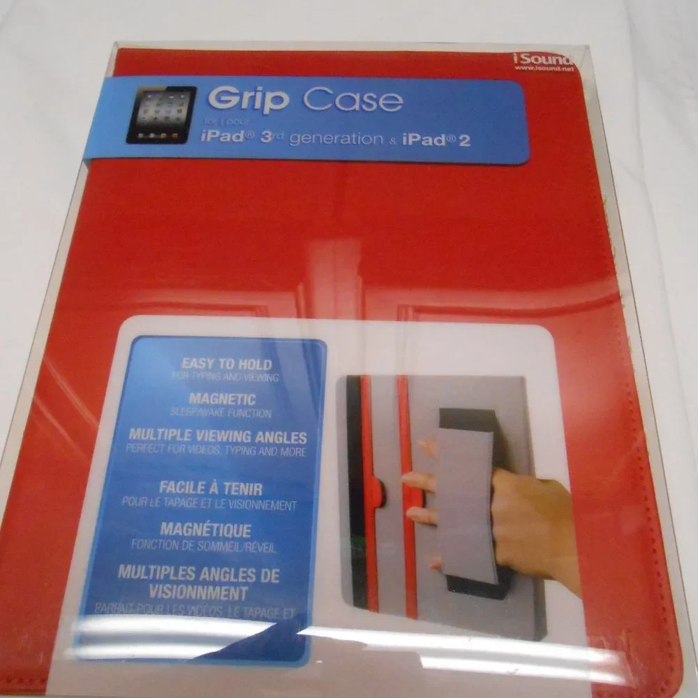 New red Grip Case for iPad 3rd Generation & iPad 2 Magnetic multiple angles 📘